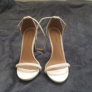 White heels with ankle strap
